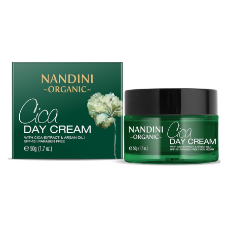 Nandini Organic Cica Day Cream with SPF 15, With Cica Extract & Argan Oil (50 g)