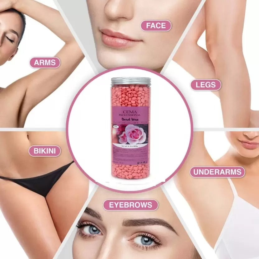 CEMA Beans Depilatory Strip less Used For Upper Lips Arms Legs Full Body, Pink Wax (400 g)