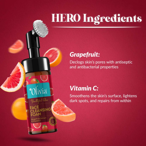 Olivia Youthful Glow Face Cleansing Foam with Grapefruit Extract & Vitamin C