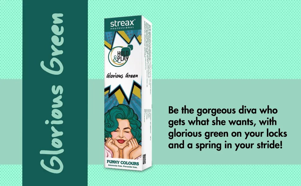 Streax Professional Hold & Play Funky Colours - Glorious Green 100g