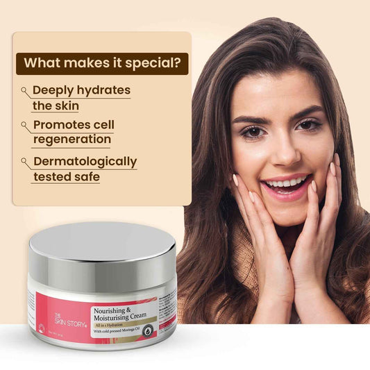 The Skin Story Nourishing & Moisturising Cream - With Cold Pressed Moringa Oil, All In 1 Hydration, 50 g