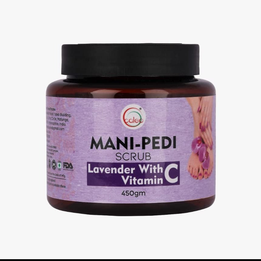 Caleo 100% Natural Deep Cleanse Lavender With Vitamin C Meni Pedi Scrub For Visibly Glowing Skin All Skin Types