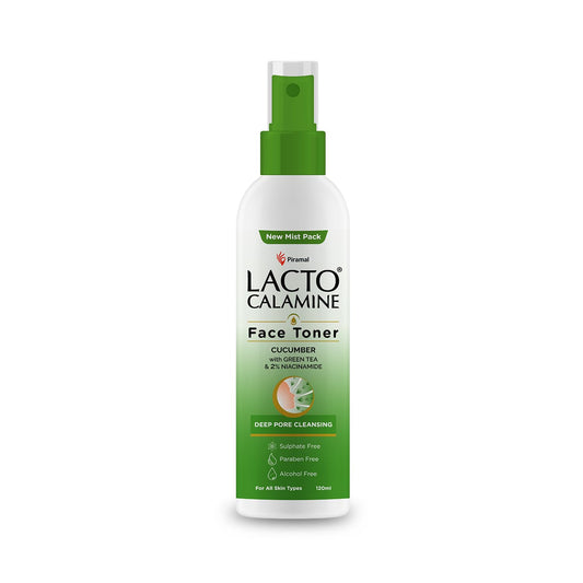 Lacto Calamine Face Toner with Cucumber | 120ml | Deep Pore Cleansing & Tightening | Green Tea & 2% Niacinamide | Cooling Hydration for Skin
