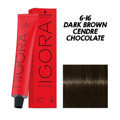 Schwarzkopf Professional Igora Royal Permanent Color Creme (6-16 Dark Brown Cendre Chocolate)
