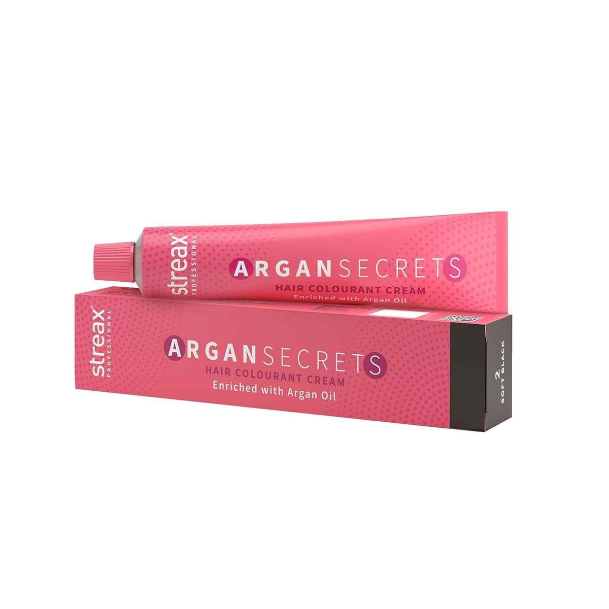 Streax Professional Argan Secrets Permanent Hair Colourant Cream - Soft Black 2 (Enriched with Argan Oil) 60 gm