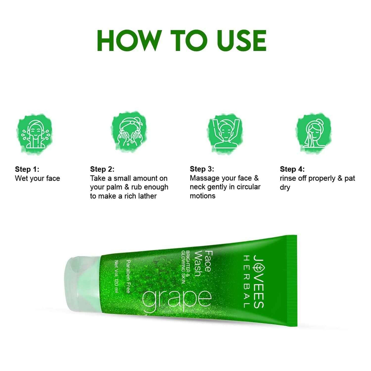 Jovees Herbal Grape Face Wash - Grape Seed & Orange Peel Extracts |120 ML