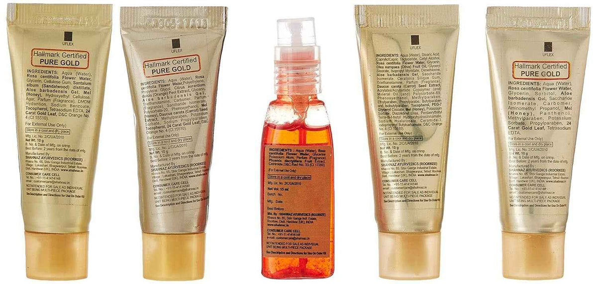 Shahnaz Husain Gold Facial Kit (Mini), 40g+15 ml, 5 Count (Pack of 1)