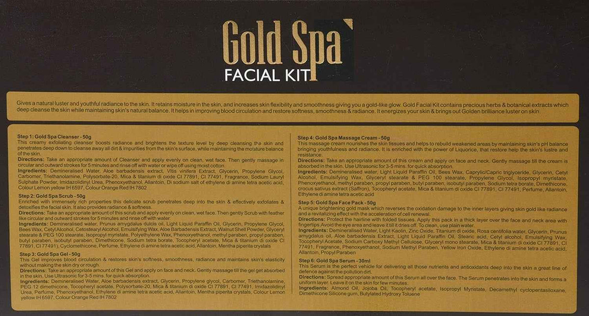 Caleo Gold Spa Facial Kit 6 in 1 Pack - 250g + 30ml