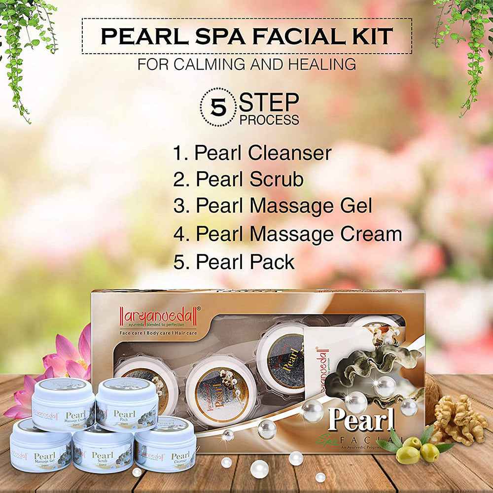 Aaryanveda Pearl Spa Facial Kit All Type Skin Solution Unisex For Fairness 210g