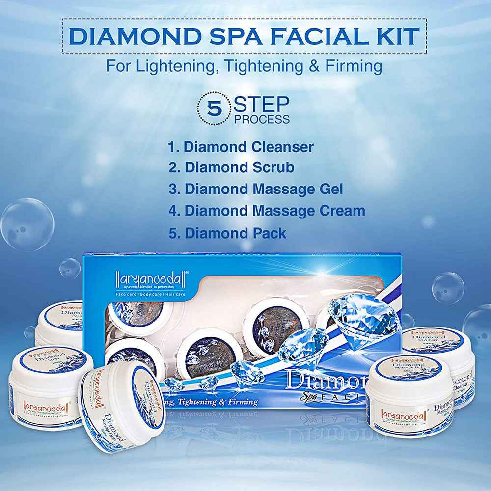 Aryanveda Diamond Spa Facial Kit for All Skin Types, Unisex, Fairness Solution 210g
