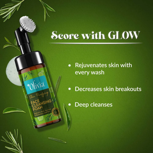 Olivia Skin Purifying Face Cleansing Foam with Salisylic Acid, Tea Tree, & Rosemarry Leaf Oil