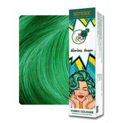 Streax Professional Hold & Play Funky Colours - Glorious Green 100g
