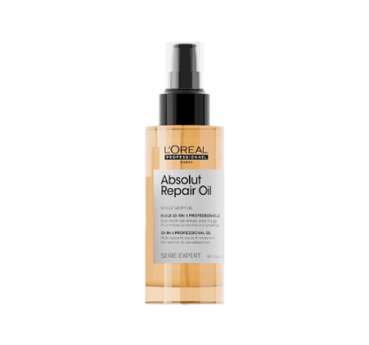 L'OREAL PROFESSIONNEL PARIS Absolut Repair Hair Oil For Dry & Damaged Hair, 90ml 10-In-1 Multi-Benefit Leave-In Hair Oil With Wheat Germ Oil