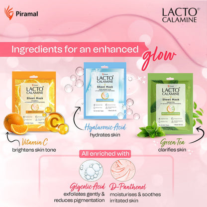 Lacto Calamine Hyaluronic Acid Face Sheet Mask for Intense Hydration, Refreshing, Plumpy & Dewy Skin | 25ml (By 1 Get 1 Free)