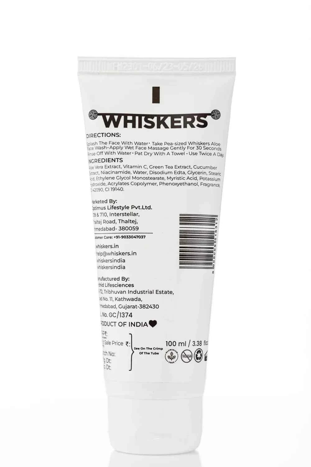 Whiskers Aloevera & Vitamin C Facewash Niacinamide Green Tea Cucumber 100ml