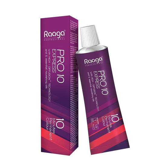 Raaga Professional Pro 10 Express Colour – Black 1 | 10-Minute Permanent Hair Colour with 5 Essential Oils & High Diffusion Technology – 90 gm
