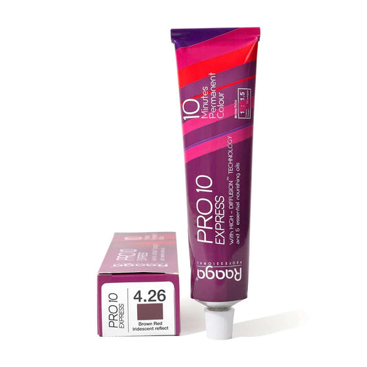 Raaga Professional Pro 10 Express Colour – Brown Red Iridescent Reflect 4.26 | 10-Minute Permanent Hair Colour with High Diffusion Technology & 5 Essential Oils – 90 g