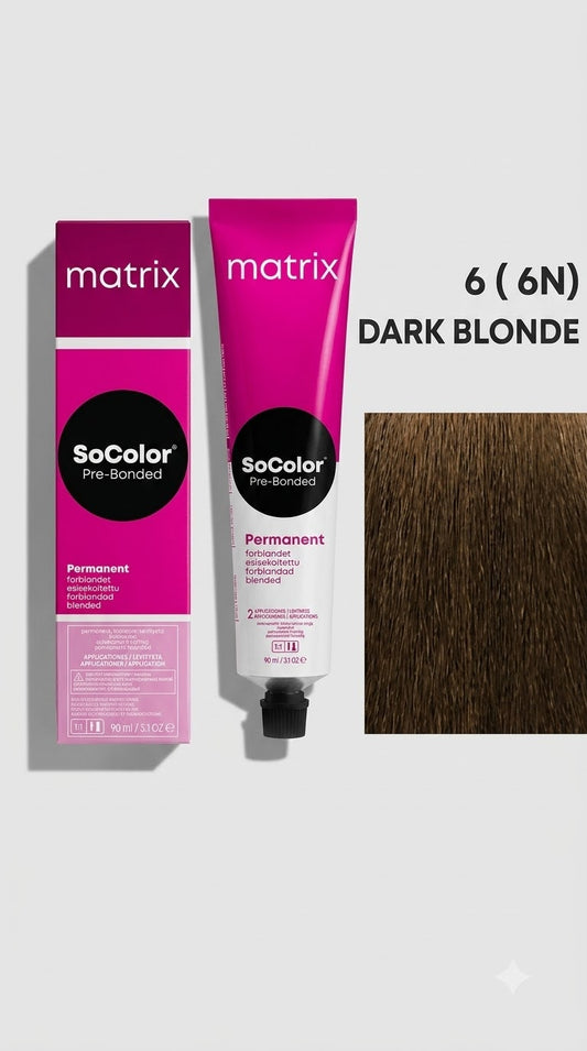 Matrix SoColor Pre-Bonded Permanent Hair Color – Shade 6N (Dark Blonde / Natural)