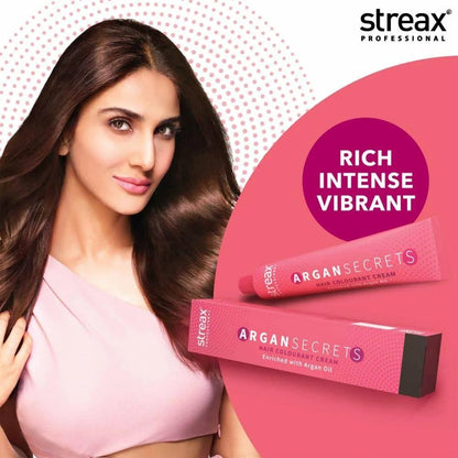 Streax Professional Argan Secrets Hair Colourant Cream - Light Golden Mahogany Brown 5.35